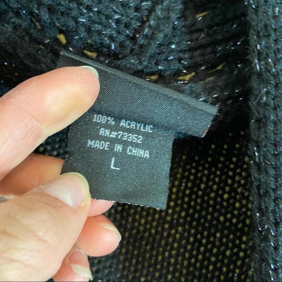 It’s our time black open knit cozy sweater size L - Picture 3 of 7